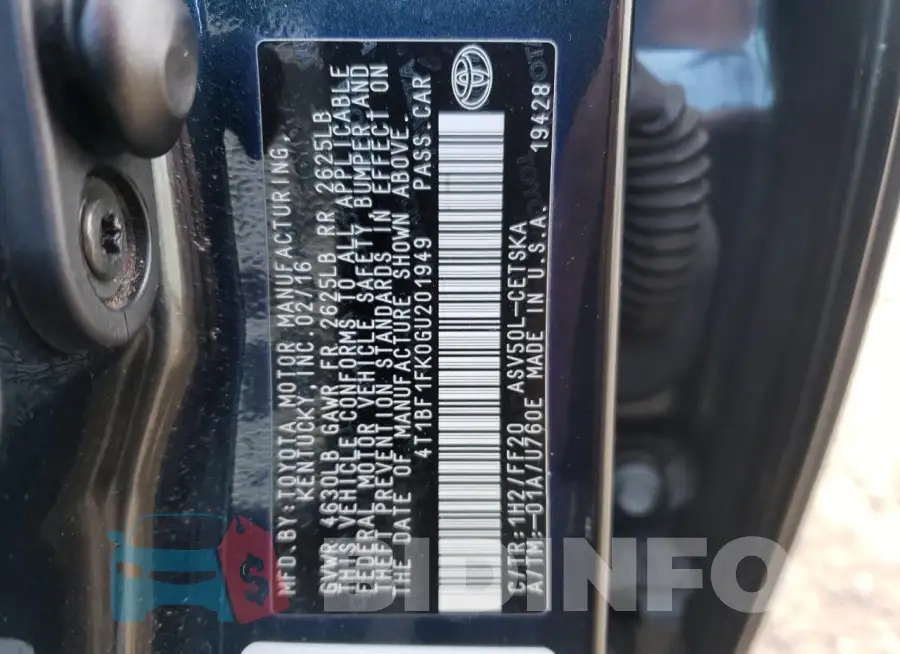 4T1BF1FK0GU201949 Photo# 13