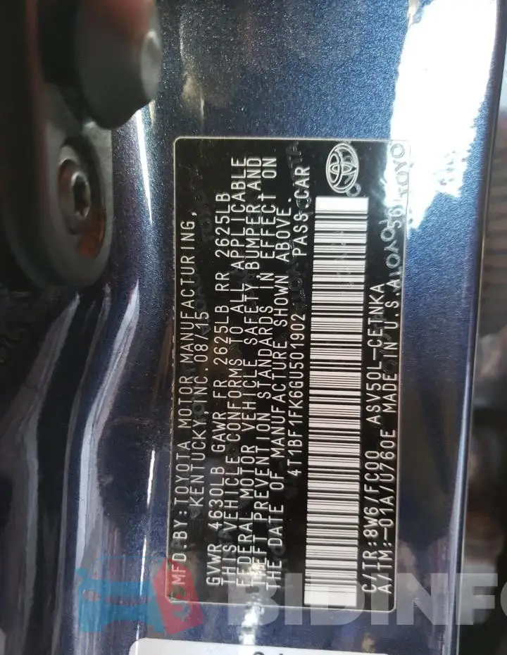4T1BF1FK6GU501902 Photo# 12