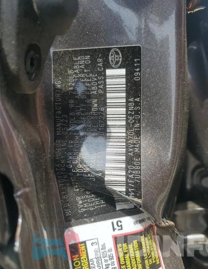 4T1C11AK9PU167276 Photo# 12