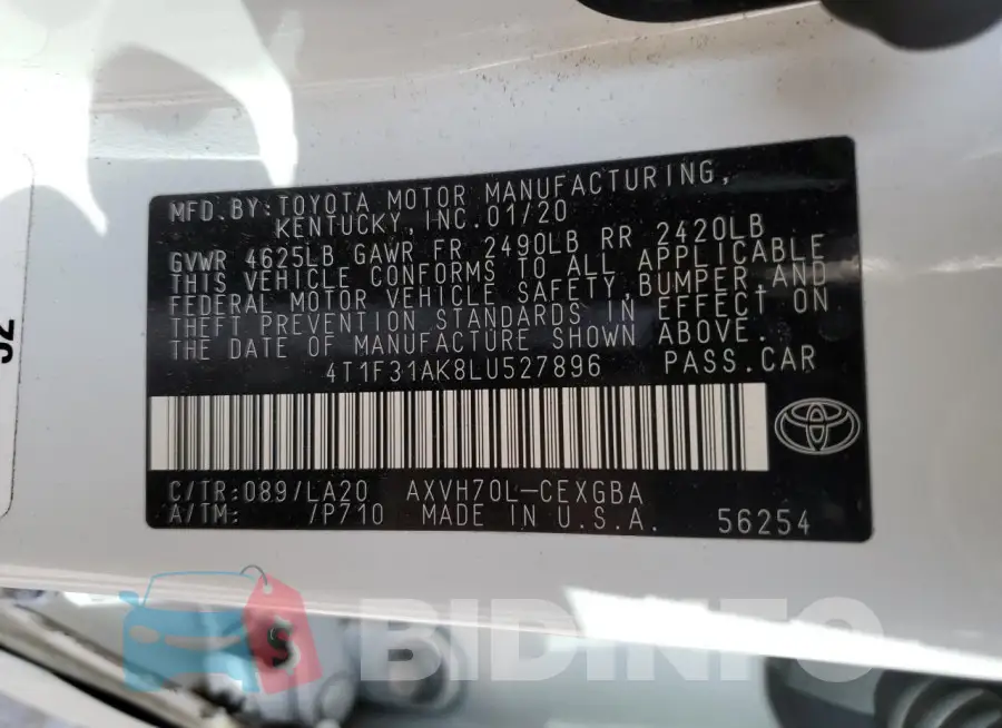 4T1F31AK8LU527896 Photo# 12