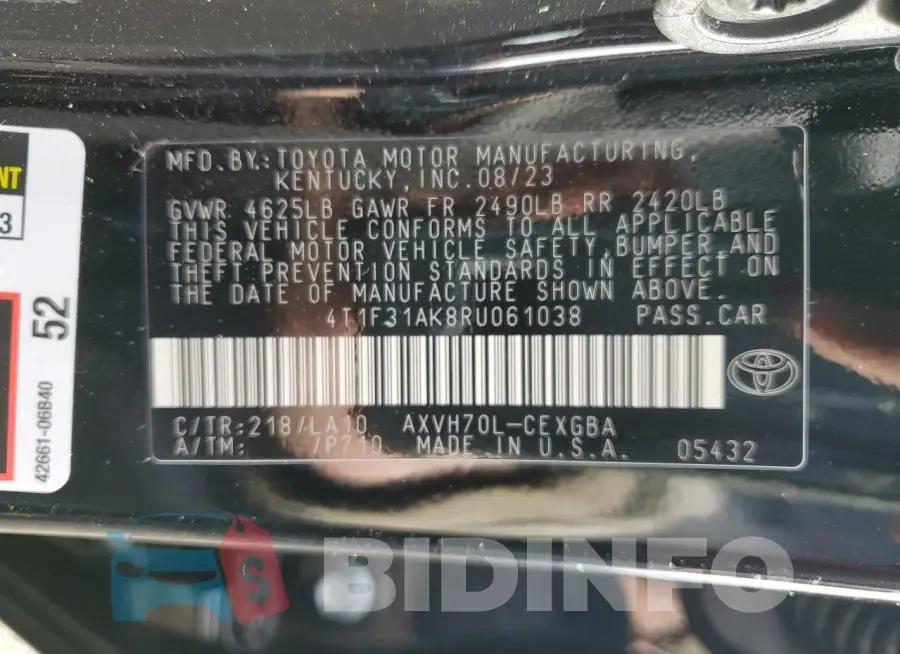 4T1F31AK8RU061038 Photo# 12