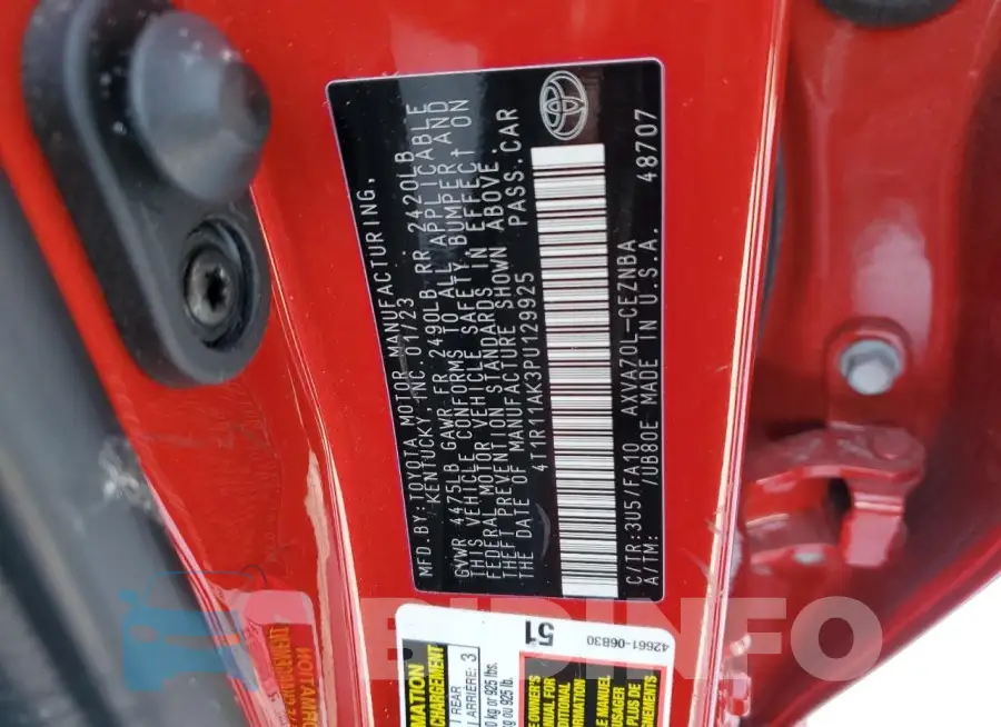 4T1R11AK3PU129925 Photo# 12