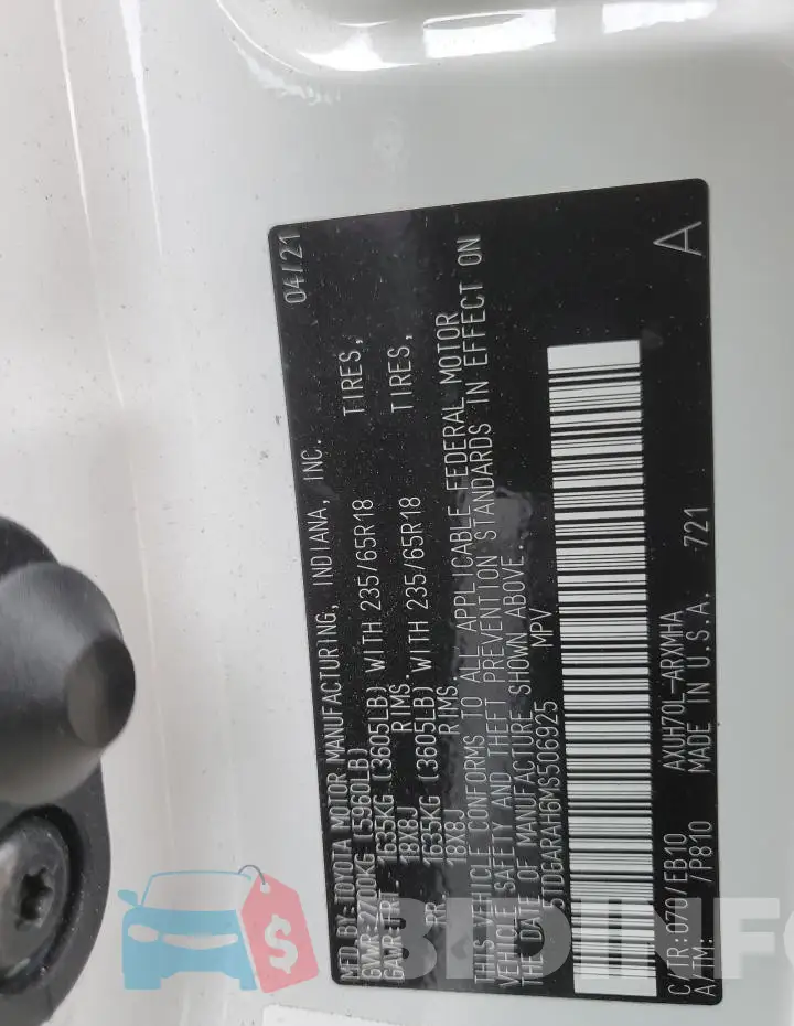 5TDGARAH6MS506925 Photo# 14