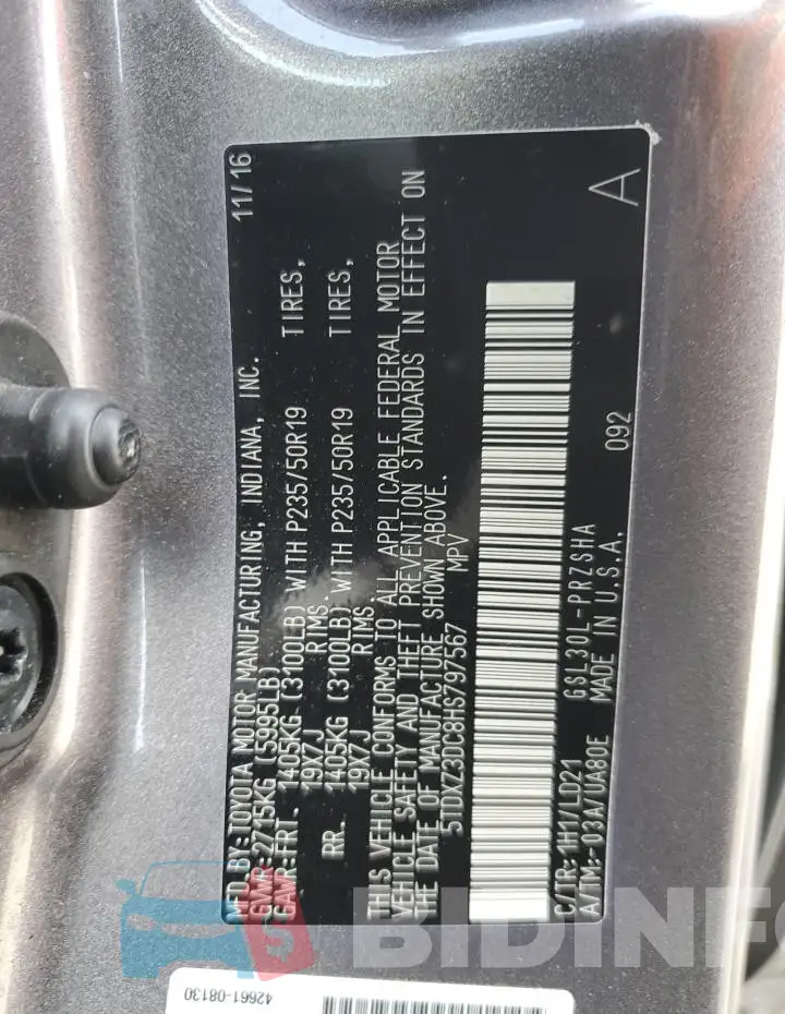 5TDXZ3DC8HS797567 Photo# 13