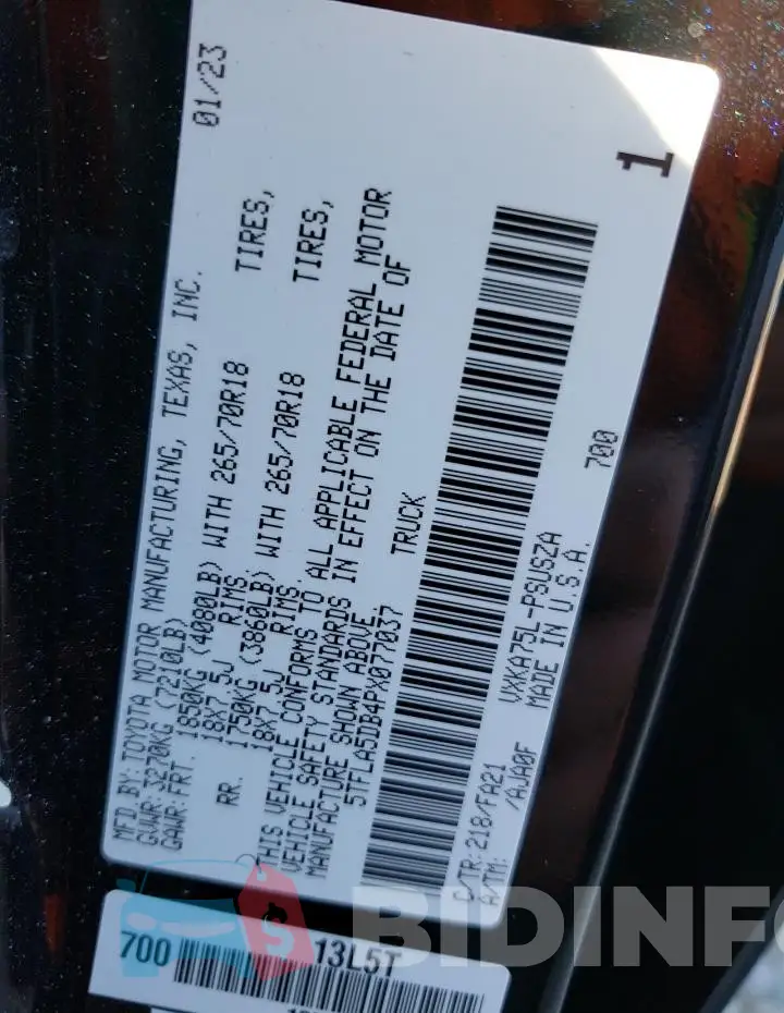 5TFLA5DB4PX077037 Photo# 12