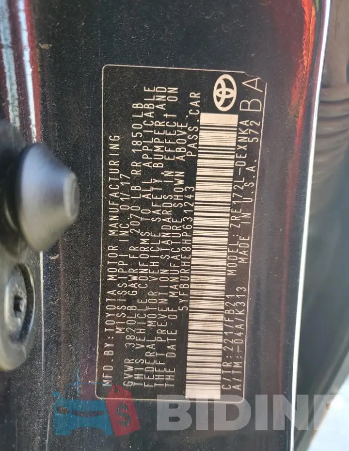 5YFBURHE8HP631243 Photo# 12
