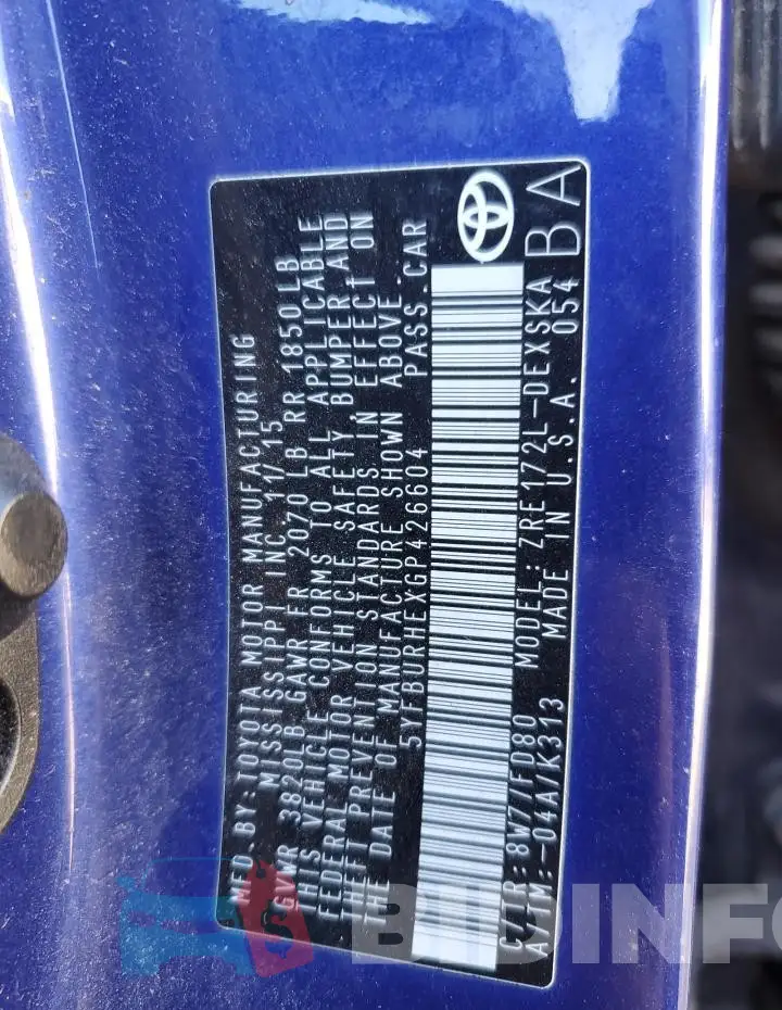 5YFBURHEXGP426604 Photo# 13