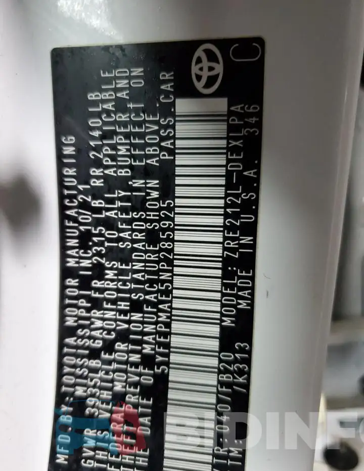 5YFEPMAE5NP285925 Photo# 12