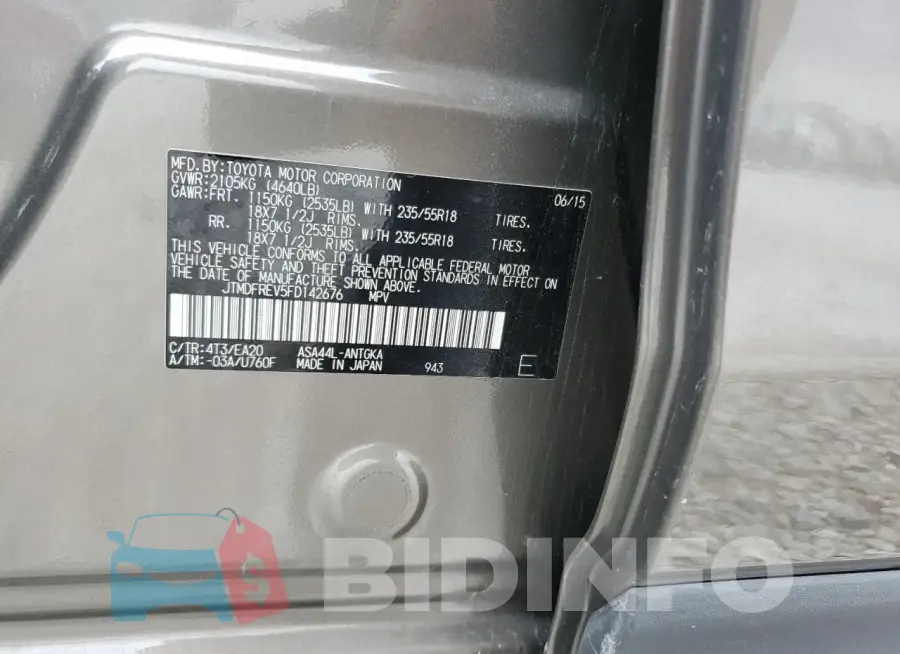 JTMDFREV5FD142676 Photo# 13