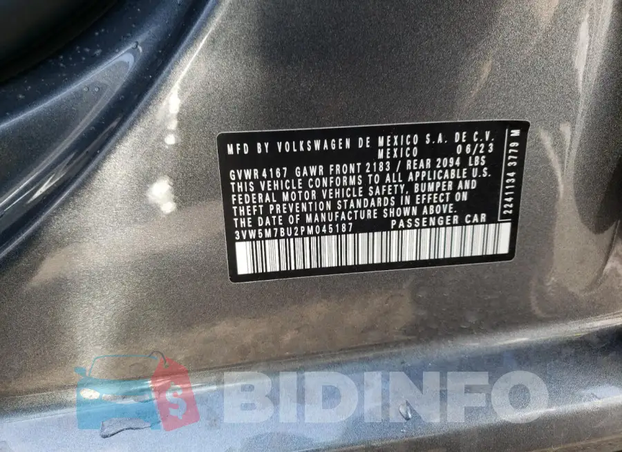 3VW5M7BU2PM045187 Photo# 12
