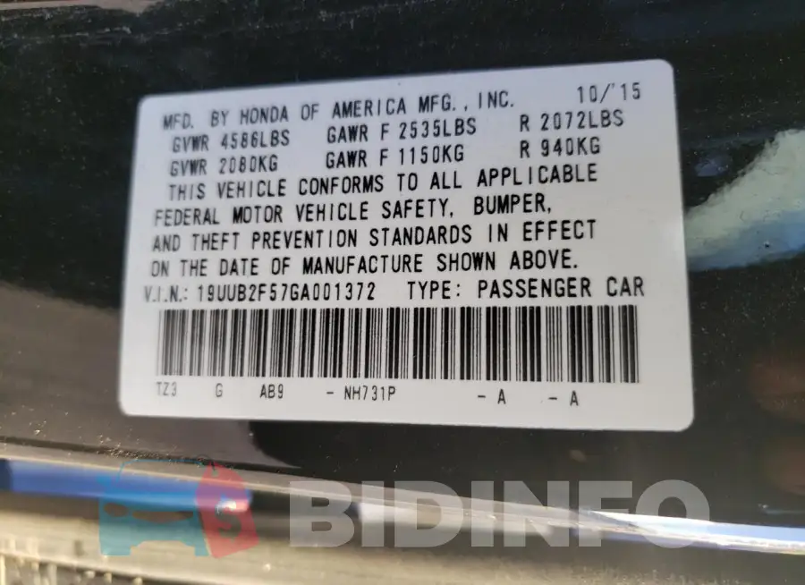 19UUB2F57GA001372 Photo# 12
