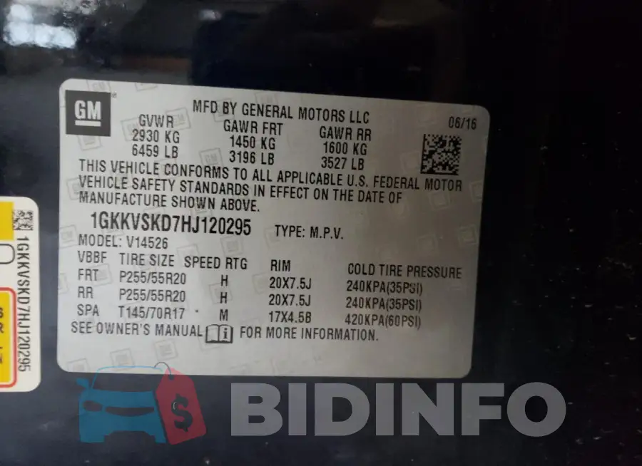 1GKKVSKD7HJ120295 Photo# 13