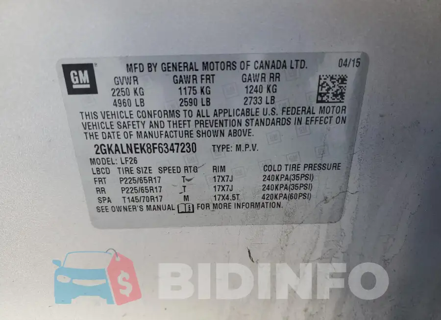 2GKALNEK8F6347230 Photo# 12