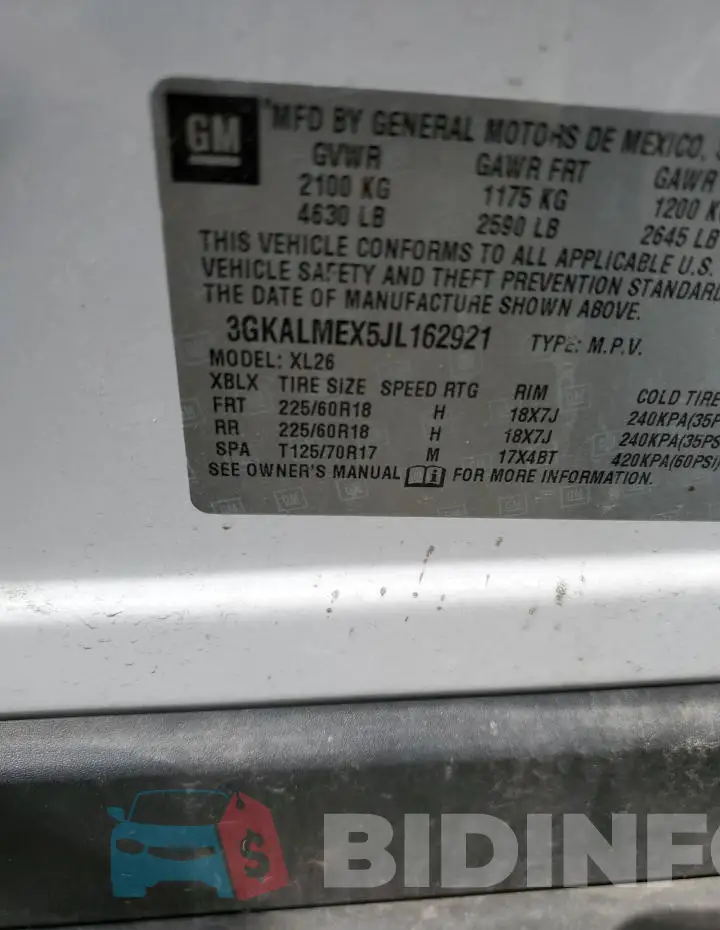 3GKALMEX5JL162921 Photo# 12
