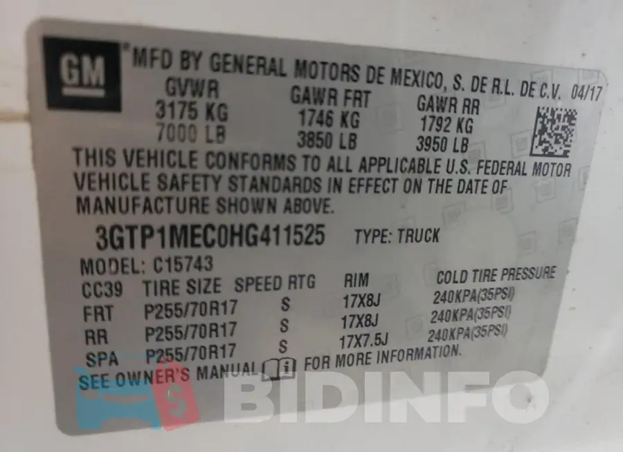 3GTP1MEC0HG411525 Photo# 12