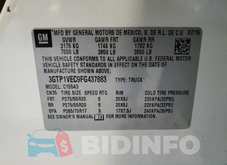 3GTP1VEC9FG437883 Photo# 12