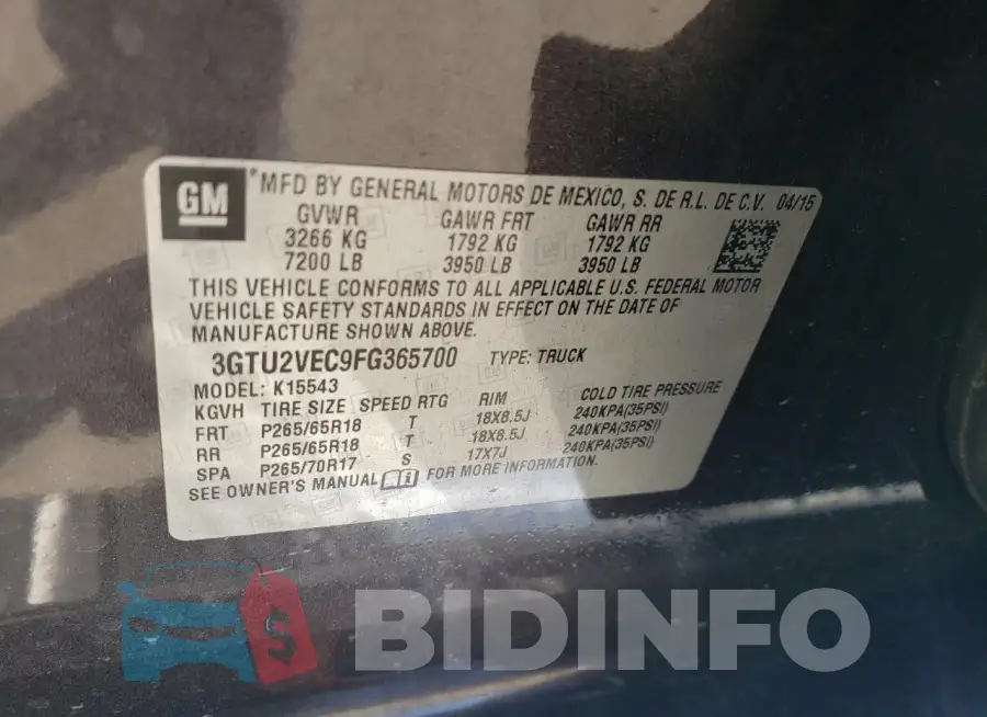 3GTU2VEC9FG365700 Photo# 12