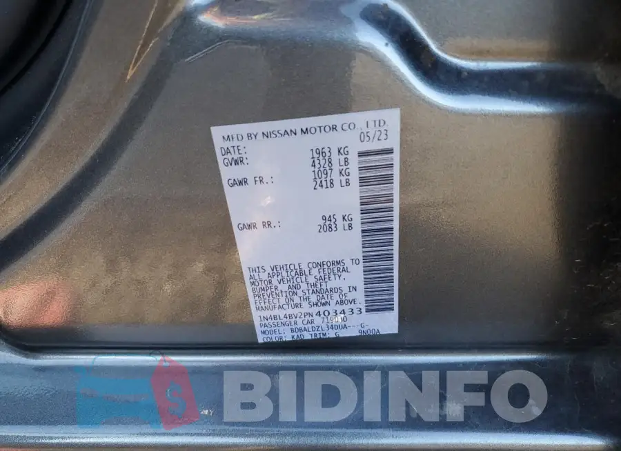 1N4BL4BV2PN403433 Photo# 12