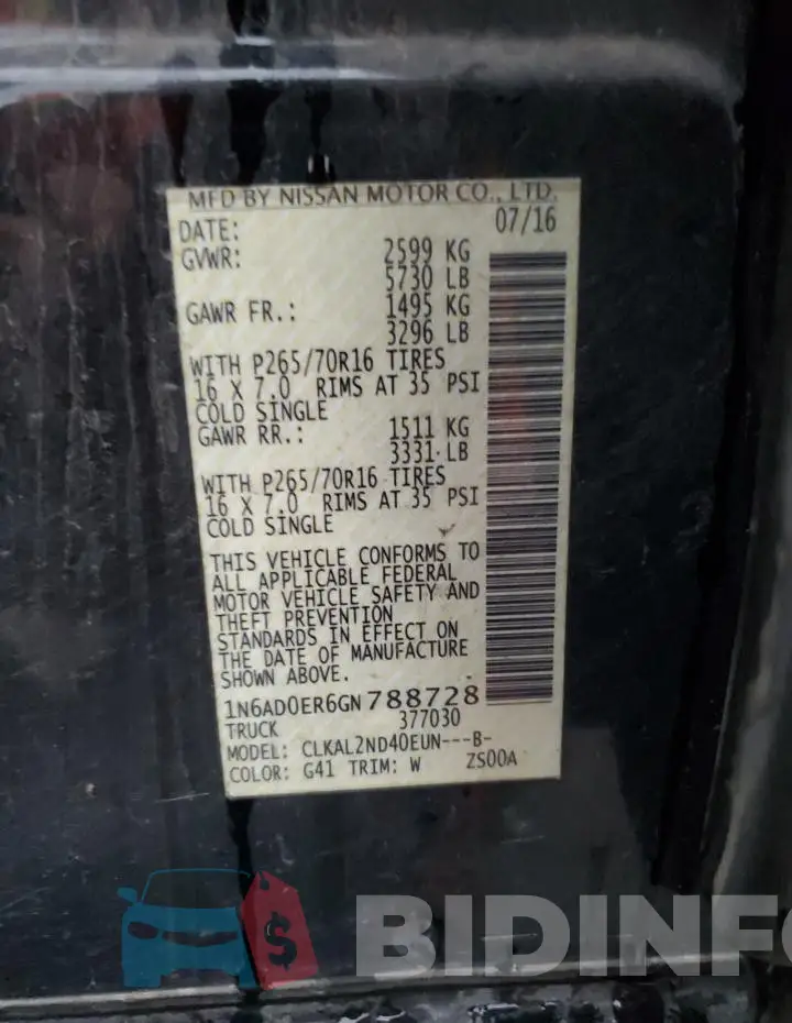 1N6AD0ER6GN788728 Photo# 12