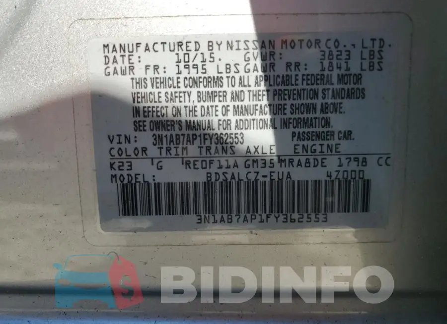 3N1AB7AP1FY362553 Photo# 12