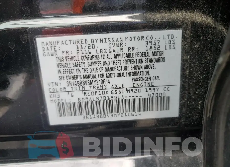 3N1AB8BV3MY210614 Photo# 12