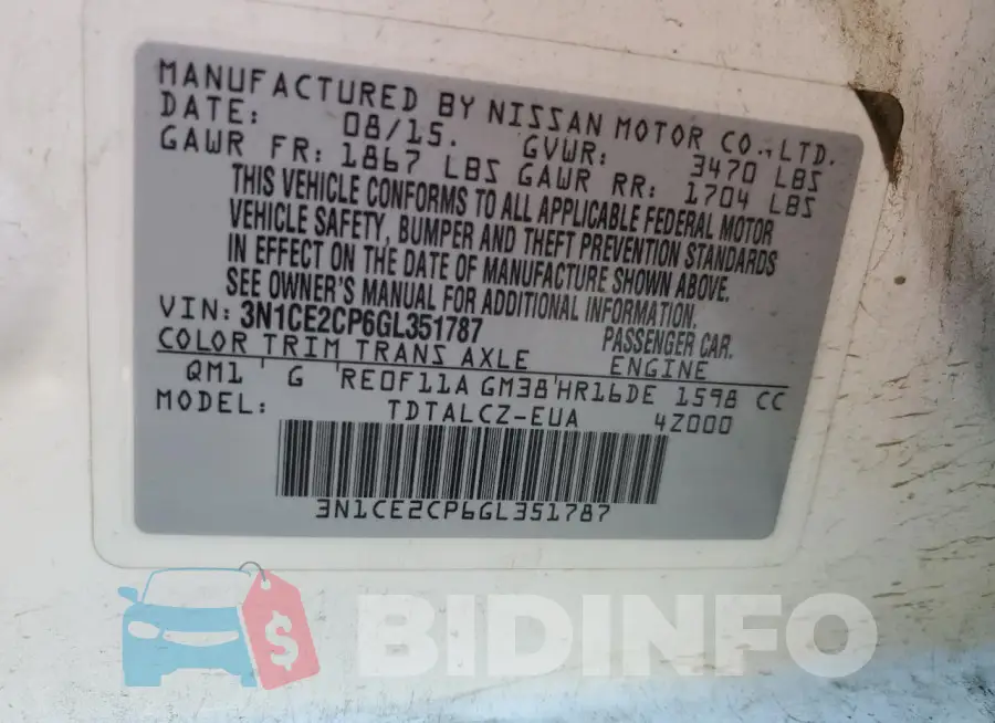 3N1CE2CP6GL351787 Photo# 12
