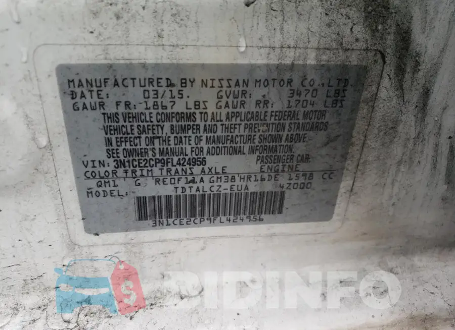 3N1CE2CP9FL424956 Photo# 12