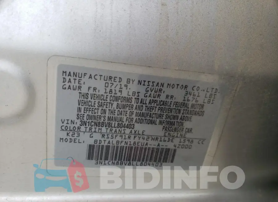 3N1CN8BV8LL804403 Photo# 12