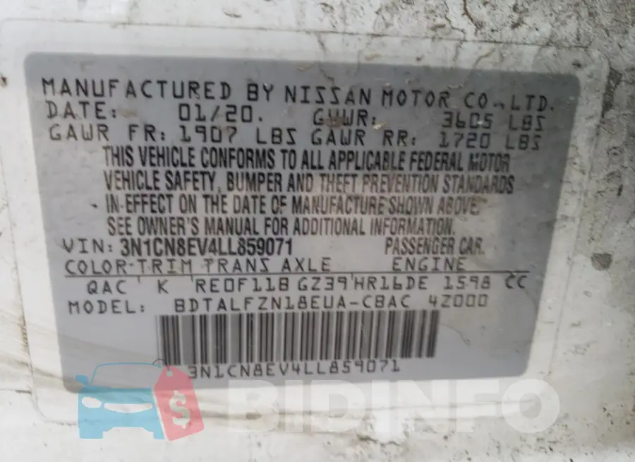 3N1CN8EV4LL859071 Photo# 12