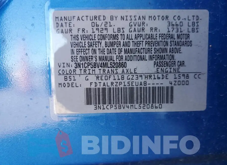 3N1CP5BV4ML520860 Photo# 12