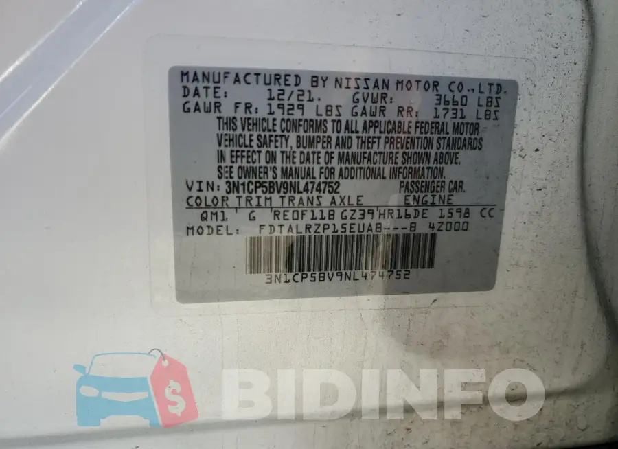 3N1CP5BV9NL474752 Photo# 13