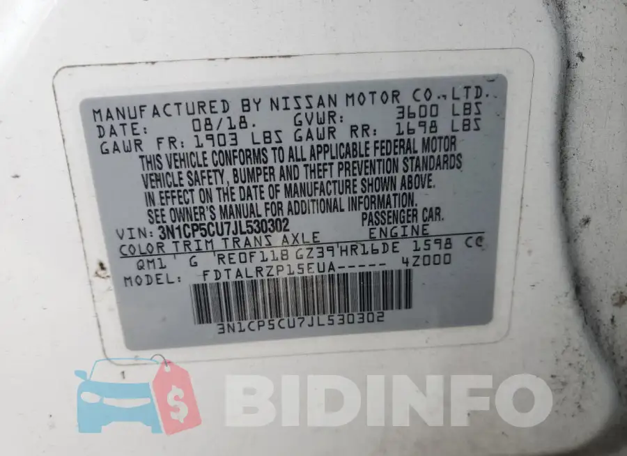 3N1CP5CU7JL530302 Photo# 14