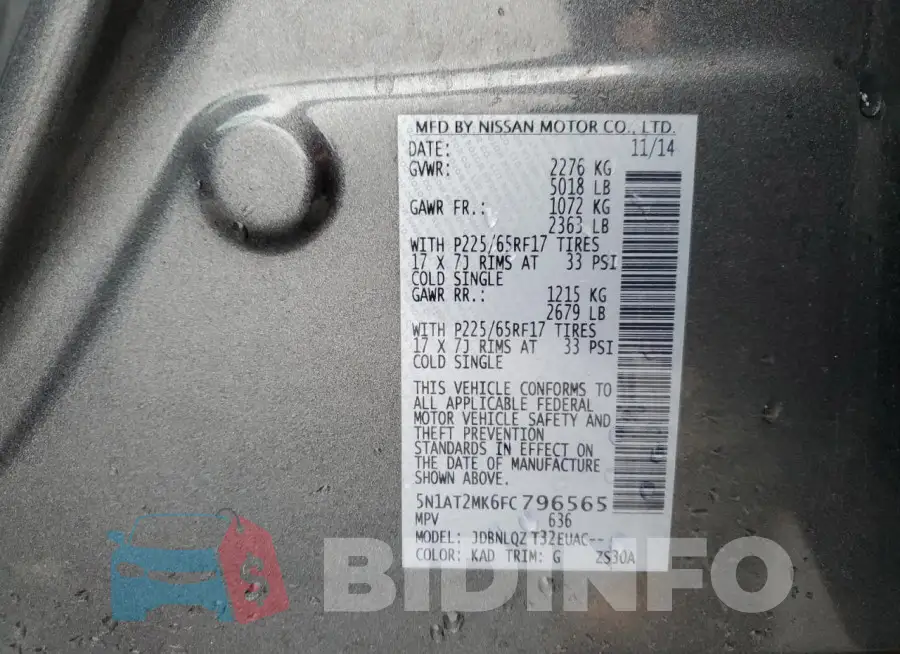 5N1AT2MK6FC796565 Photo# 13