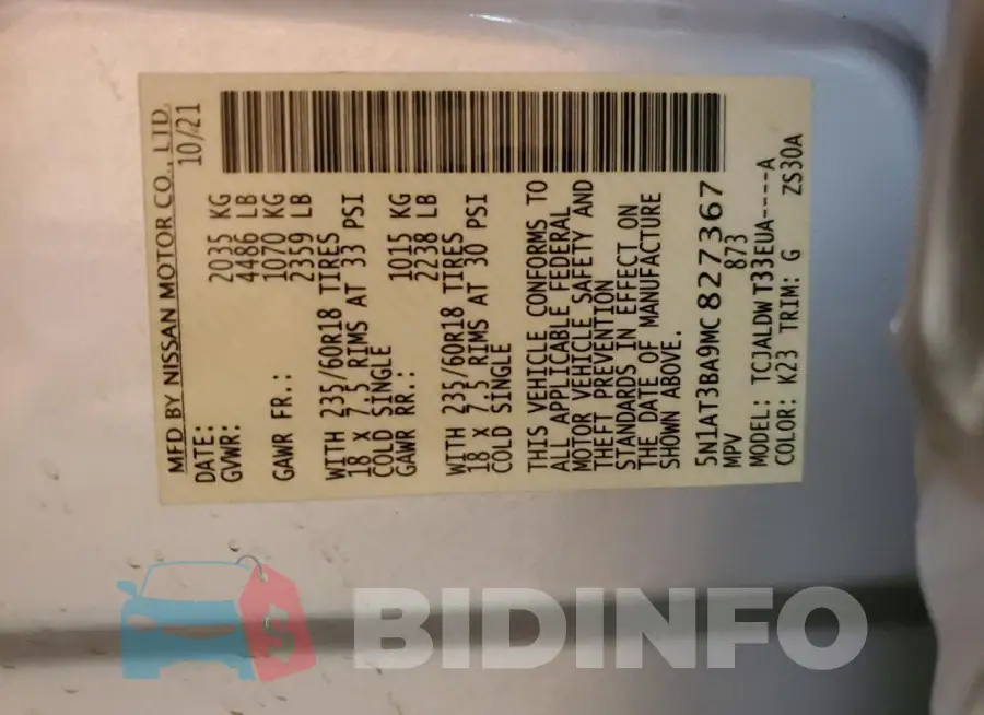 5N1AT3BA9MC827367 Photo# 13