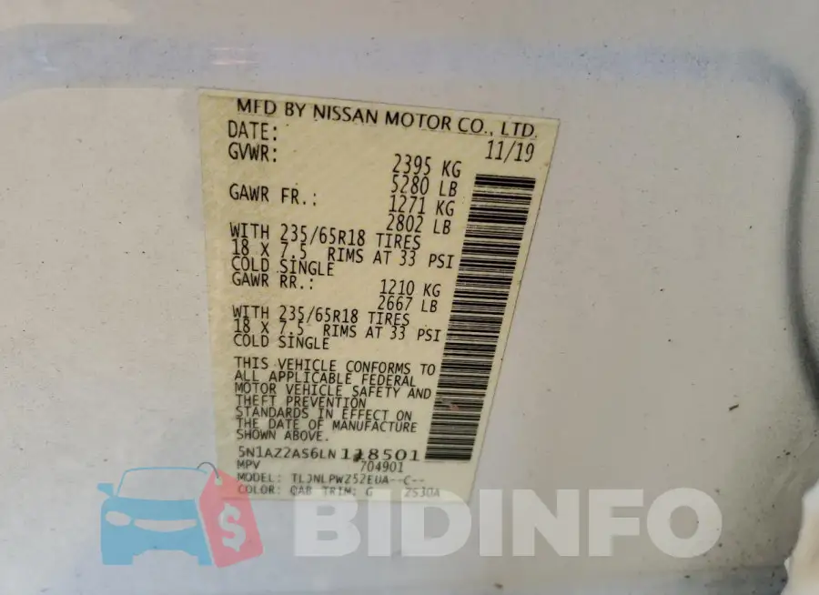 5N1AZ2AS6LN118501 Photo# 13