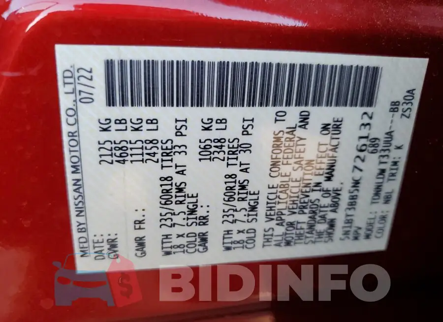 5N1BT3BB5NC726132 Photo# 12