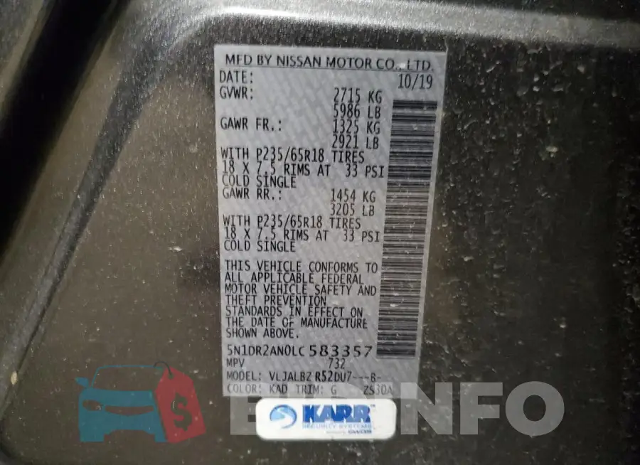 5N1DR2AN0LC583357 Photo# 13