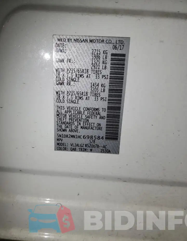 5N1DR2MN1HC698584 Photo# 13