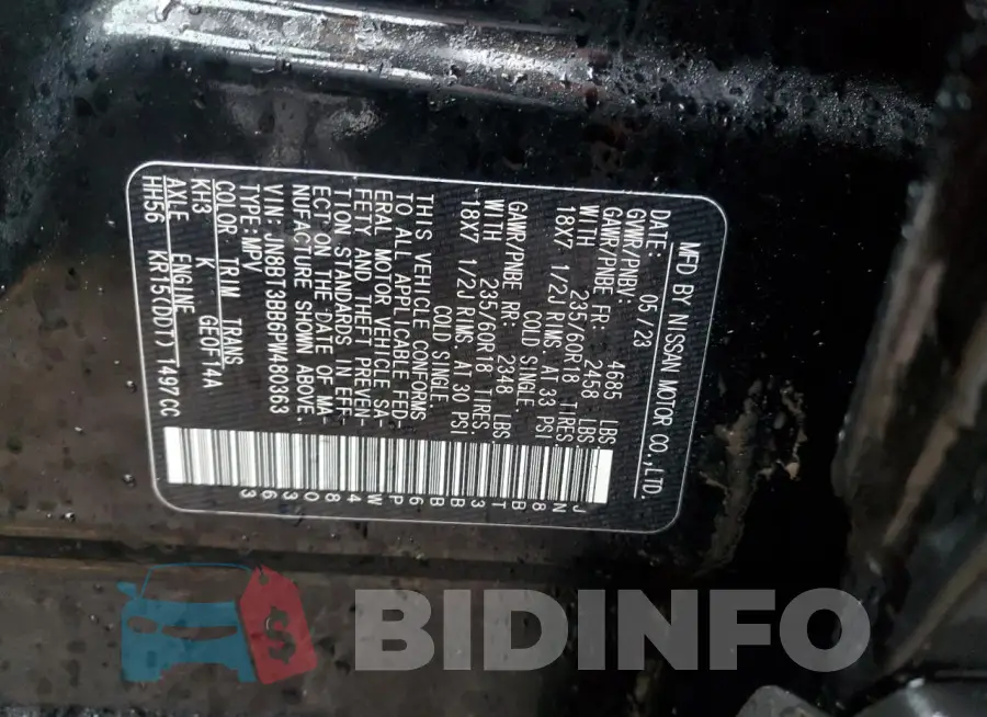 JN8BT3BB6PW480363 Photo# 14