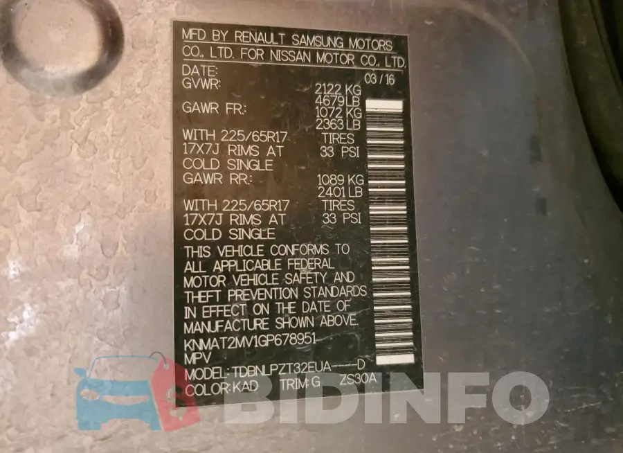 KNMAT2MV1GP678951 Photo# 13