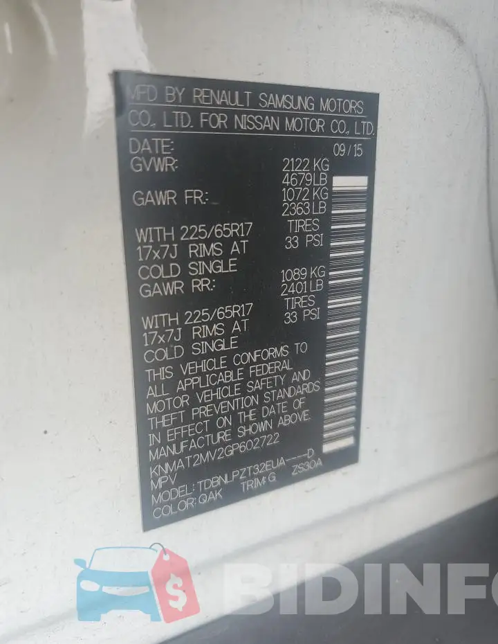 KNMAT2MV2GP602722 Photo# 12