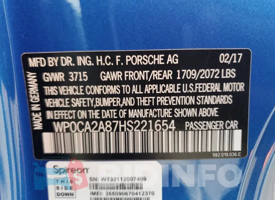 WP0CA2A87HS221654 Photo# 12