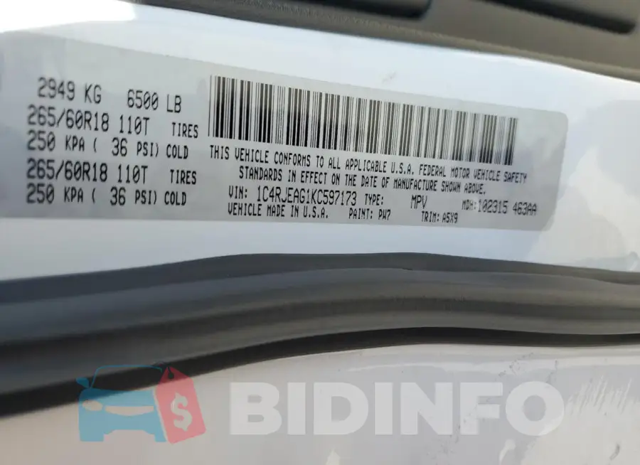 1C4RJEAG1KC597173 Photo# 13