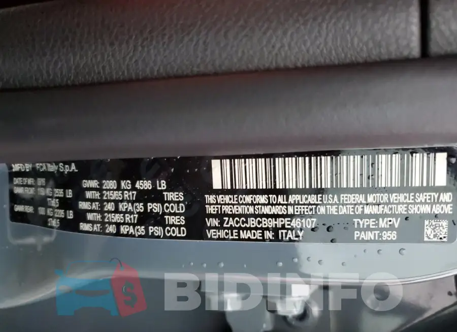 ZACCJBCB9HPE46107 Photo# 12