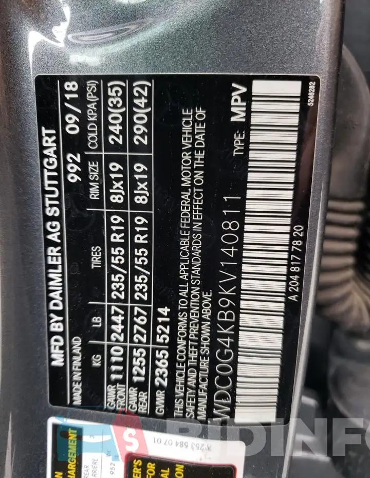 WDC0G4KB9KV140811 Photo# 12