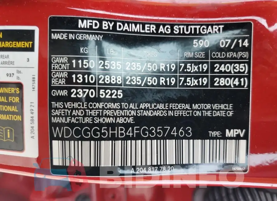 WDCGG5HB4FG357463 Photo# 13