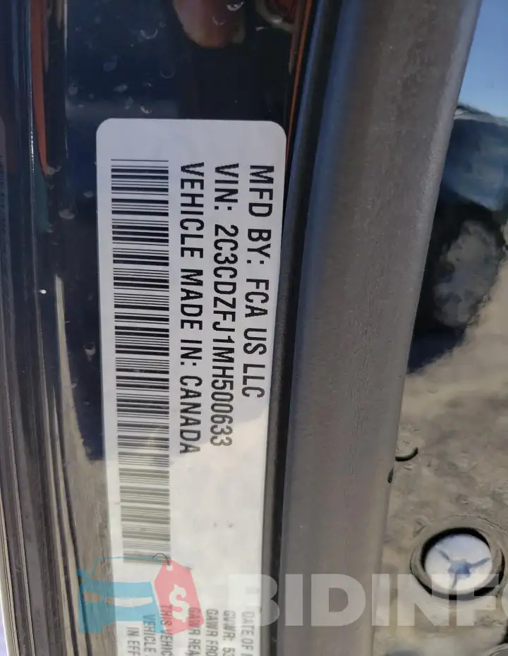 2C3CDZFJ1MH500633 Photo# 12