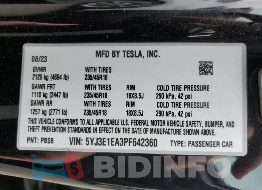 5YJ3E1EA3PF642360 Photo# 12
