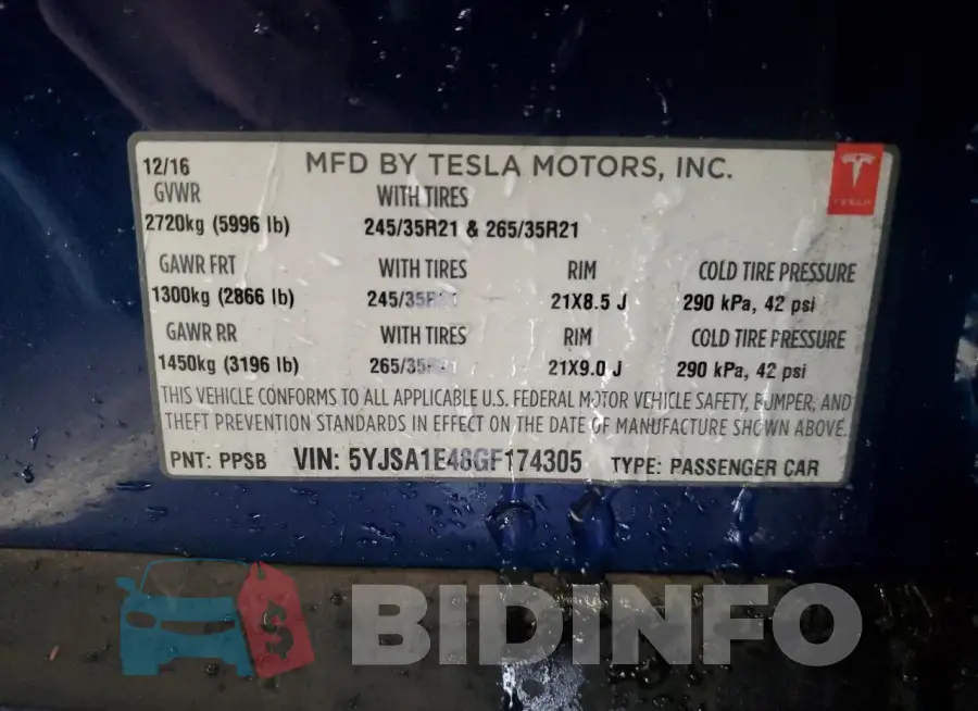 5YJSA1E48GF174305 Photo# 13