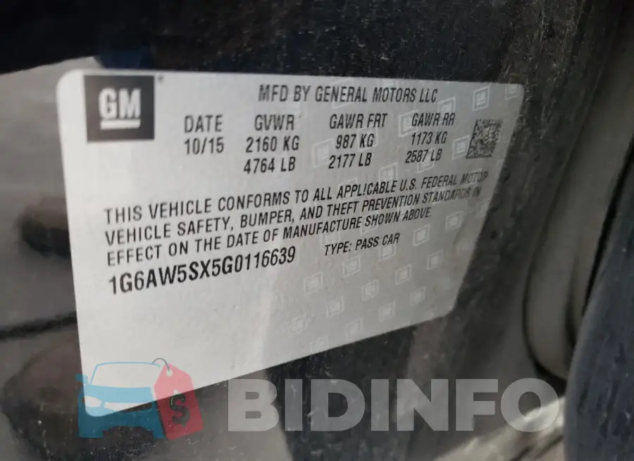 1G6AW5SX5G0116639 Photo# 13